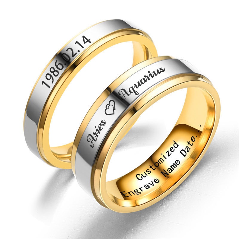 Wedding band with hot sale name engraved