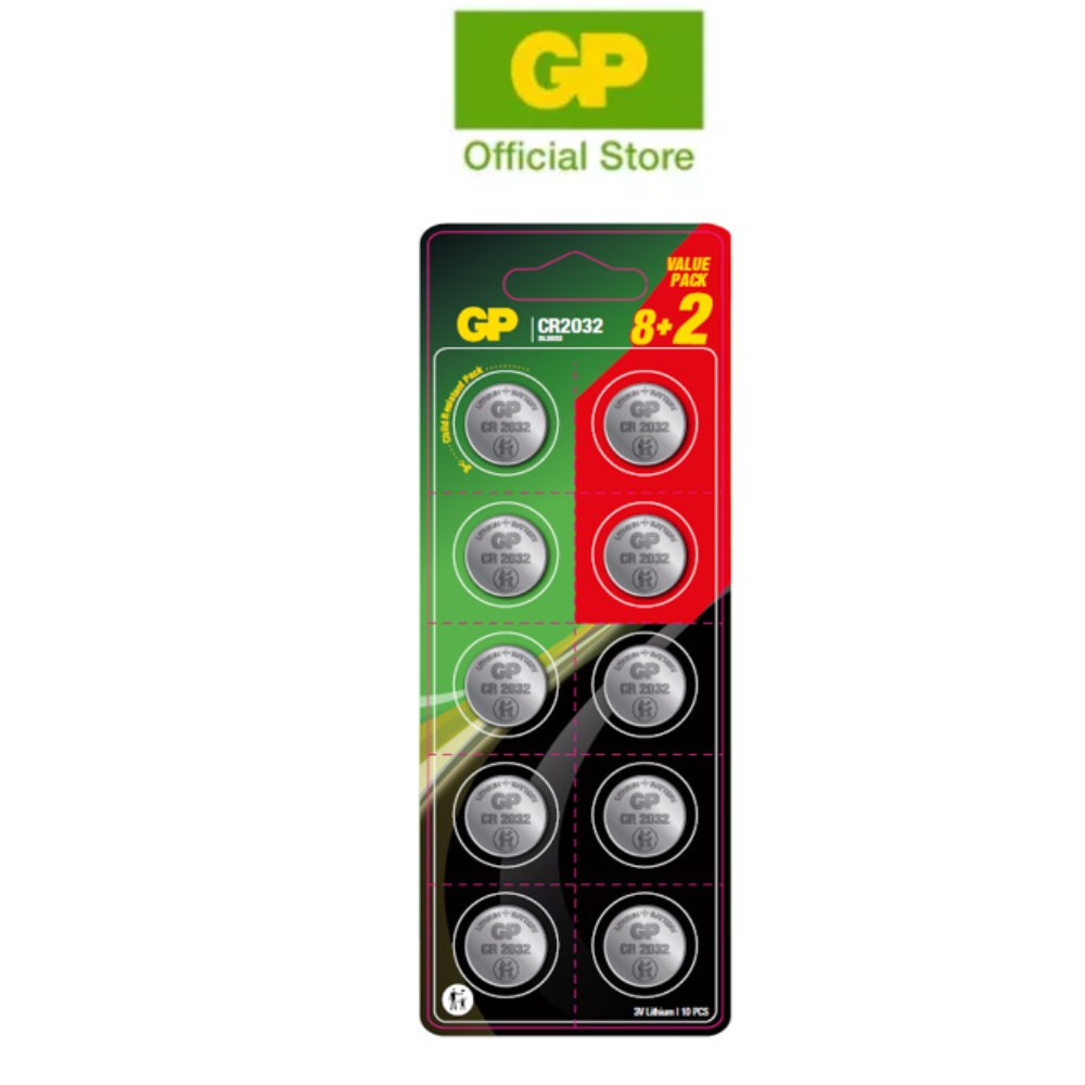 GP Lithium CR2032 Coin Cells (8+2’s) Promo Pack | Shopee Singapore