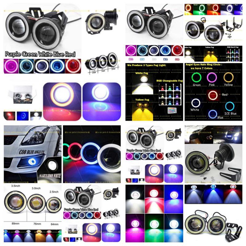 Angle Eyes Len Led Projector Fog Lamp Spotlight Halo Ring Cob Daytime ...