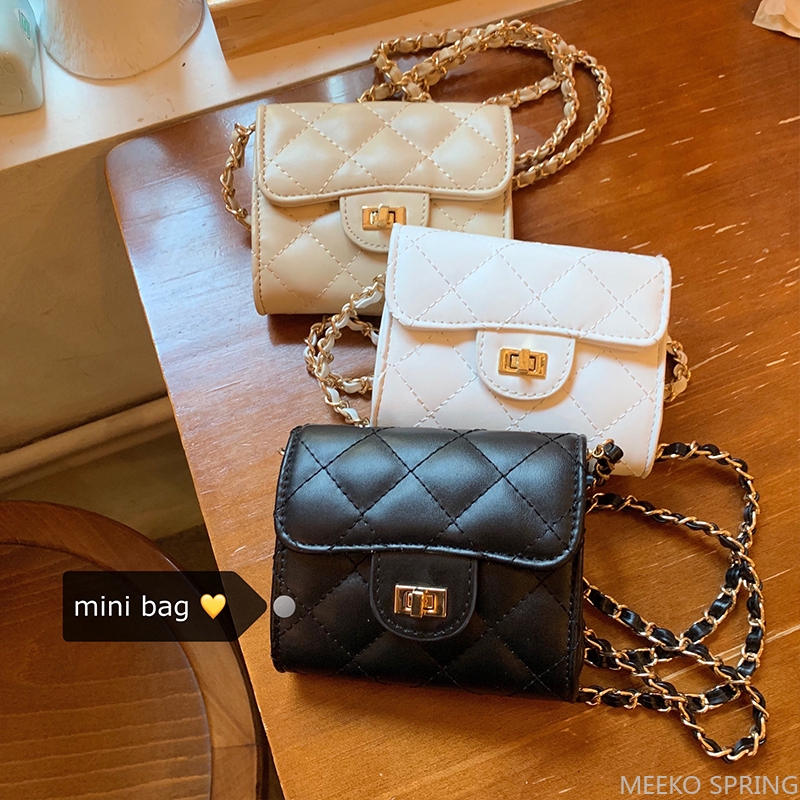 Mini Quilted Flap Chain Phone Bag, New Korean Style Crossbody Bag