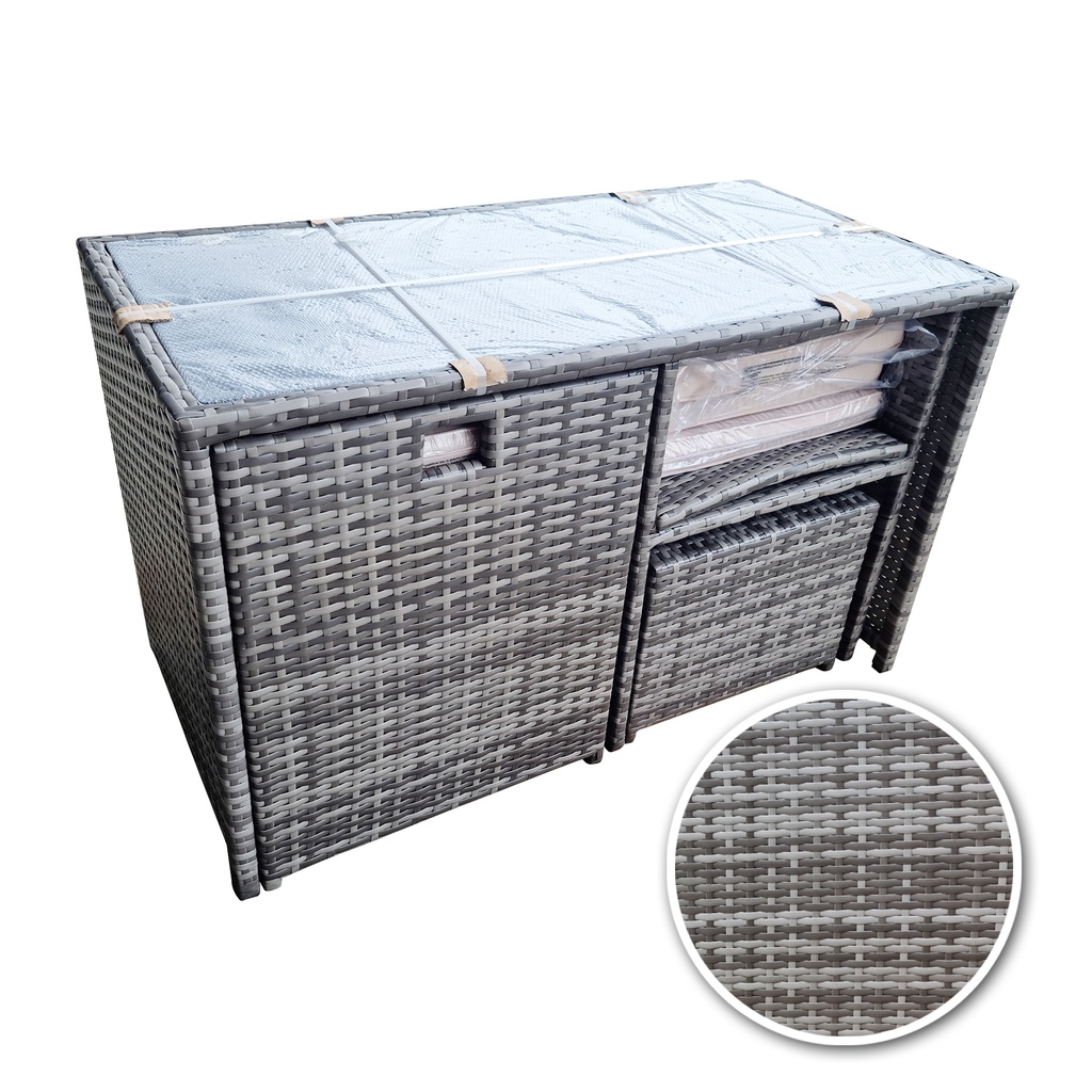 Steve & Leif Rattan Weather Proof Outdoor / Indoor 5 Pcs Long Table and ...