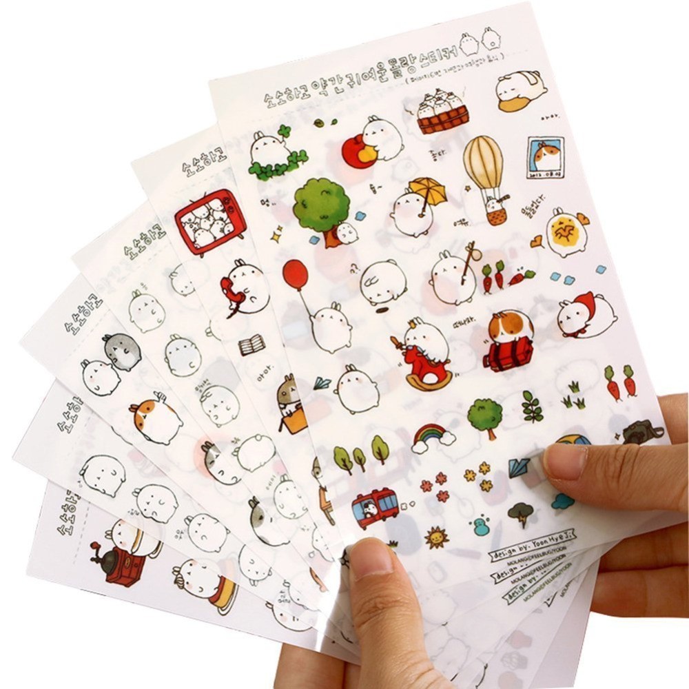 6 Sheets Cute Bunny Rabbit Charactor Sticker Cartoon Diary Scrap Book ...