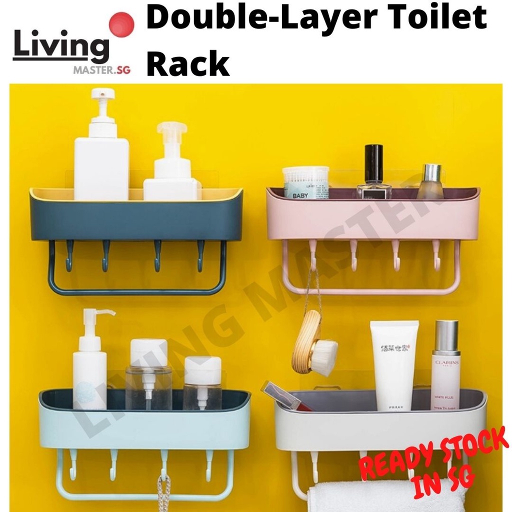 1pc Bathroom Shower Shelf With Hooks And Shower Rack, Punch-free  Multi-Functional Storage Rack, Shower Caddy Bathroom Trays, High Quality  ABS Material