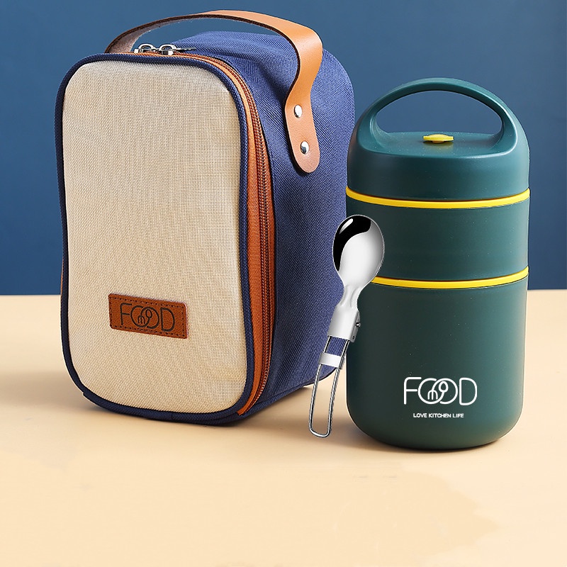 Portable Stainless Steel 304 Thermal Lunch Box With Bag Leak-Proof