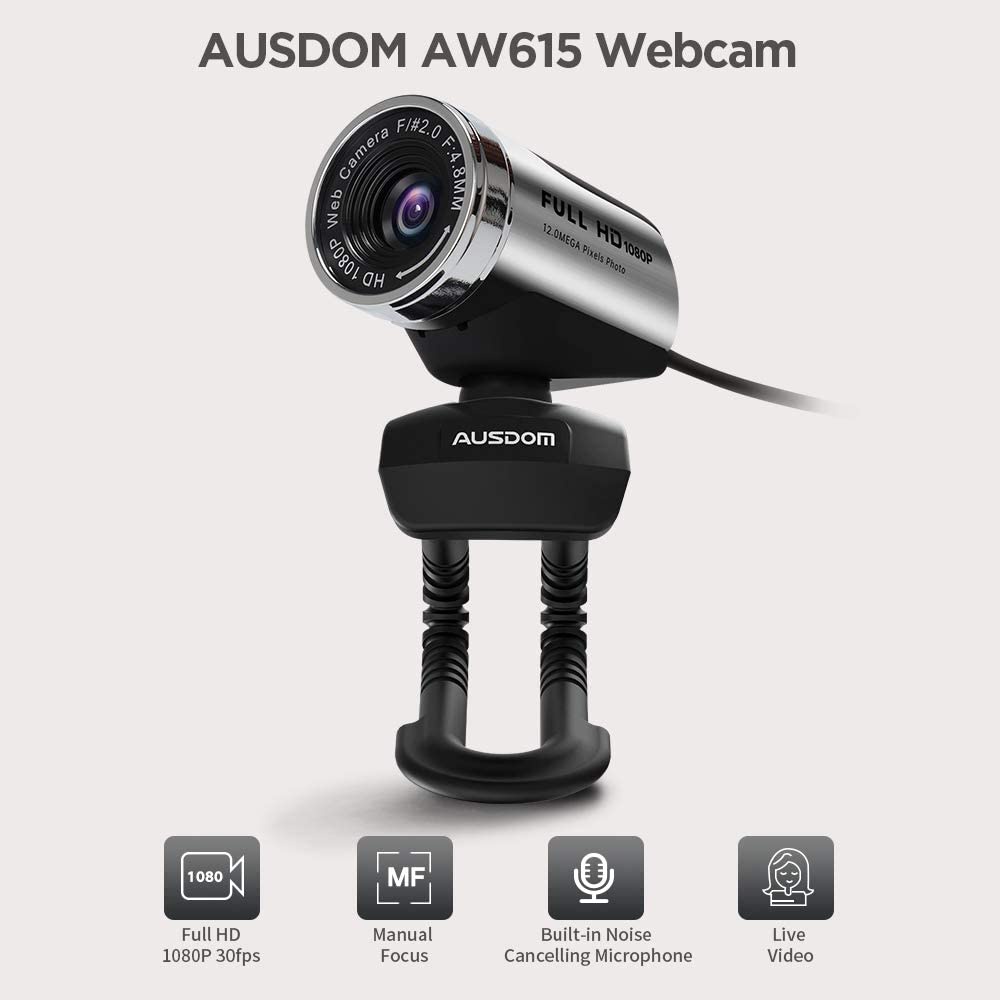 Ausdom Full Hd 1080p Wide Angle View Webcam With Anti Distortion Aw615 Usb Computer Camera90 