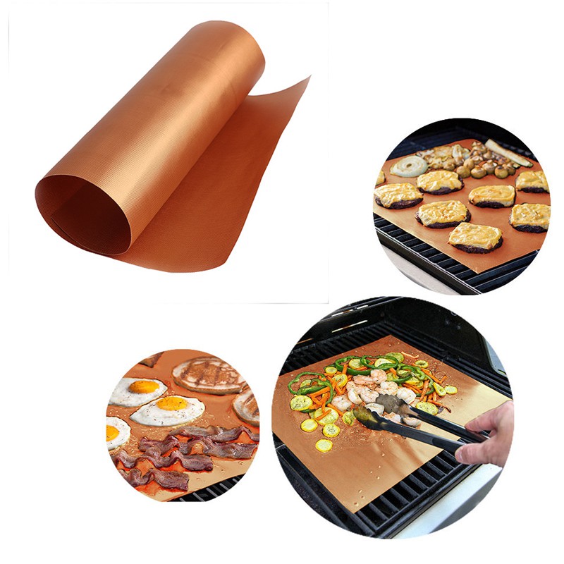 40x33cm Kitchen Copper Chef Grill and Bake Mats Outdoor BBQ Tools ...