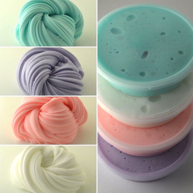  60ML Rainbow Cotton Cloud Slime Fluffy Mud Stress Relief Kids Toy Plasticine Kit FURN