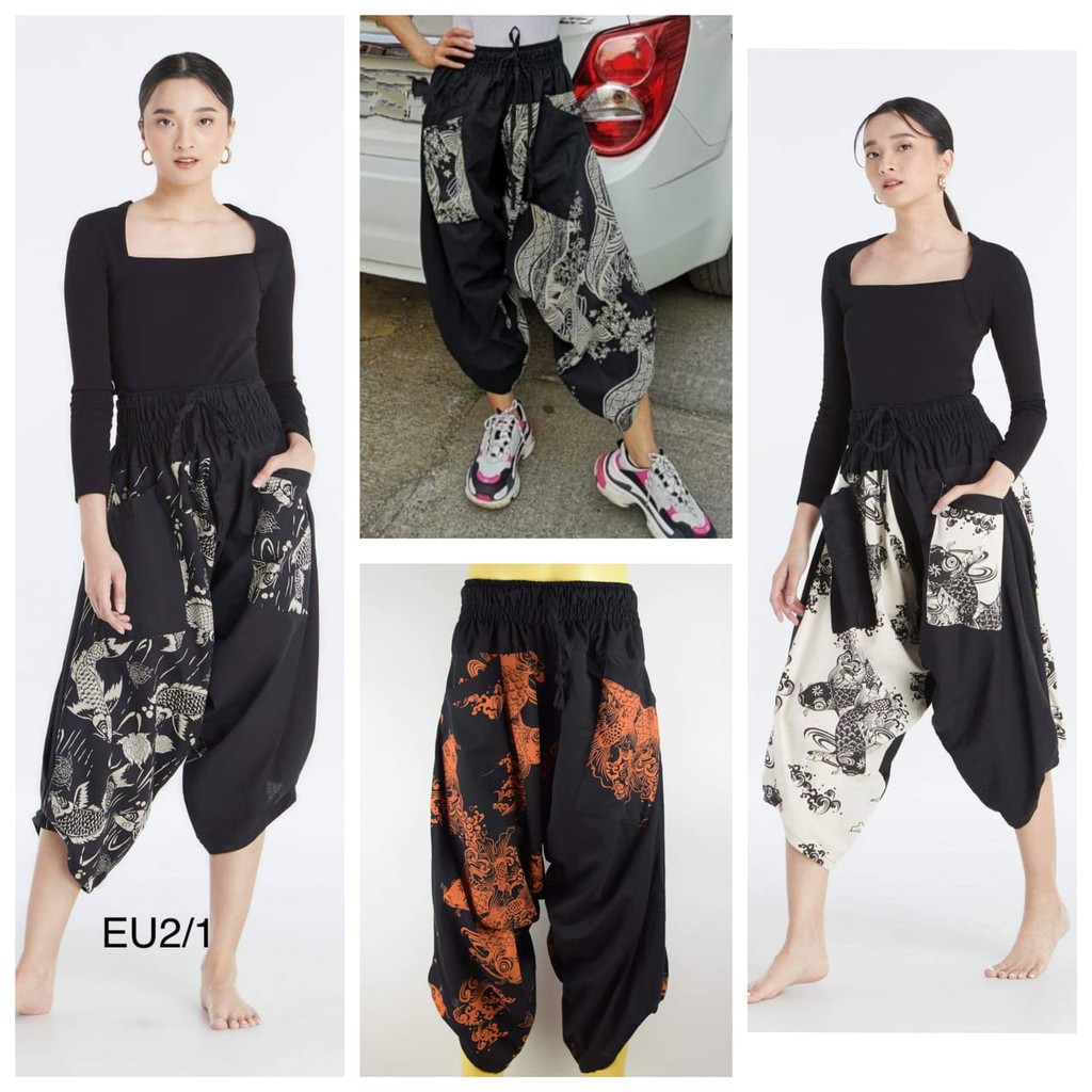 Samurai Pants Hill Tribe Hmong Orang Harem Yoga Fitness Cotton Chiang Mai Hippie Bohemia Baggy