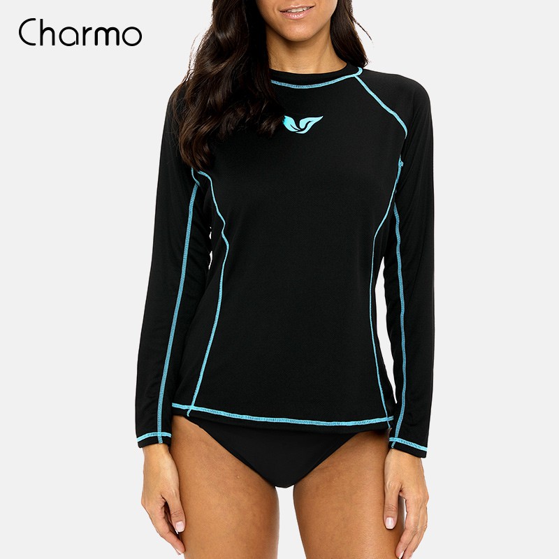 Charmo Women Rashguard Top Long Sleeve Swimsuit UV-Protection UPF 50 ...