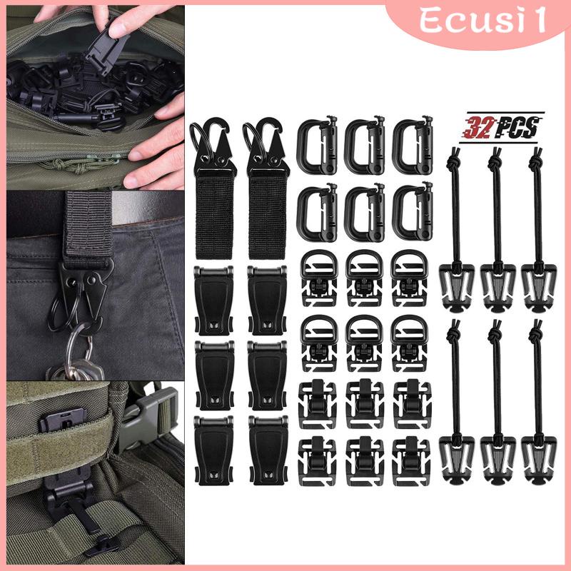 32Pack Molle Attachments Molle Accessories Set Vest Webbing Key Grimloc ...