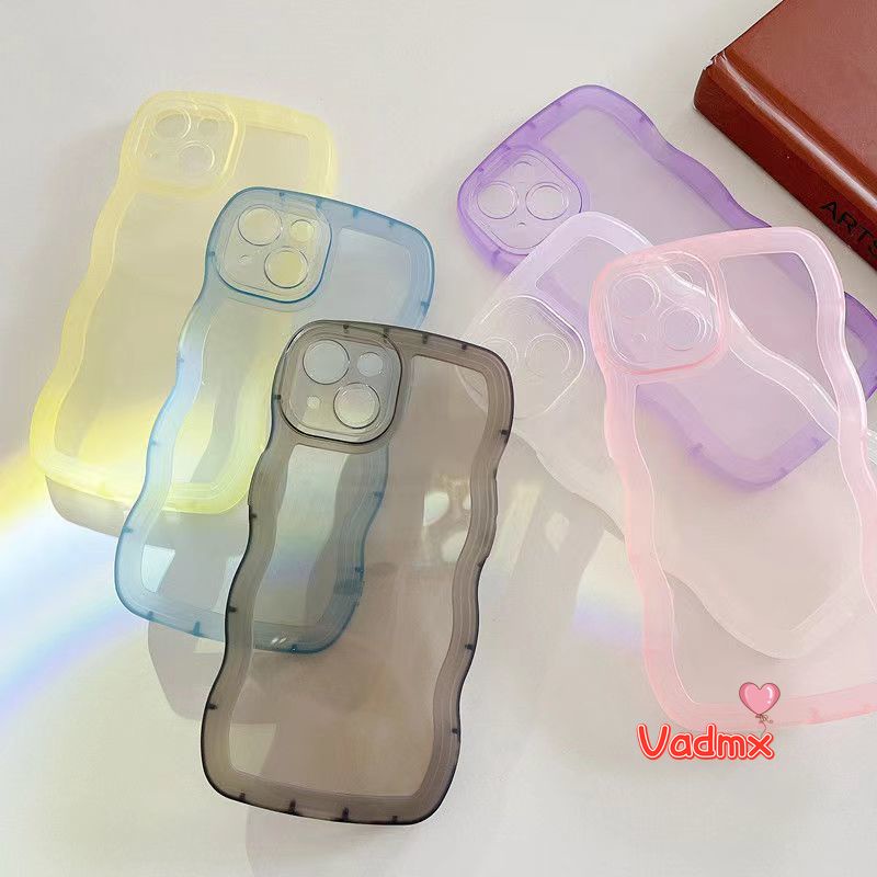Candy Color Wave Case For OPPO Reno 8 7 6 5 4 Pro 5G Soft Cover Fashion Solid Color Wave Frame Clear Phone Case