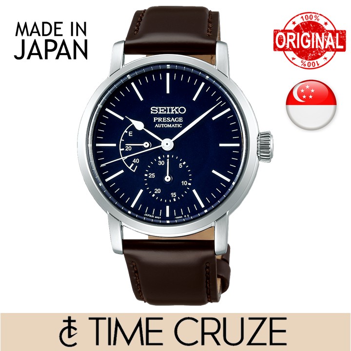 Time Cruze Seiko SPB163J1 Presage Japan Made Automatic Blue Enamel Dial Brown Leather Strap Men Watch SPB163J SPB163 Shopee Singapore