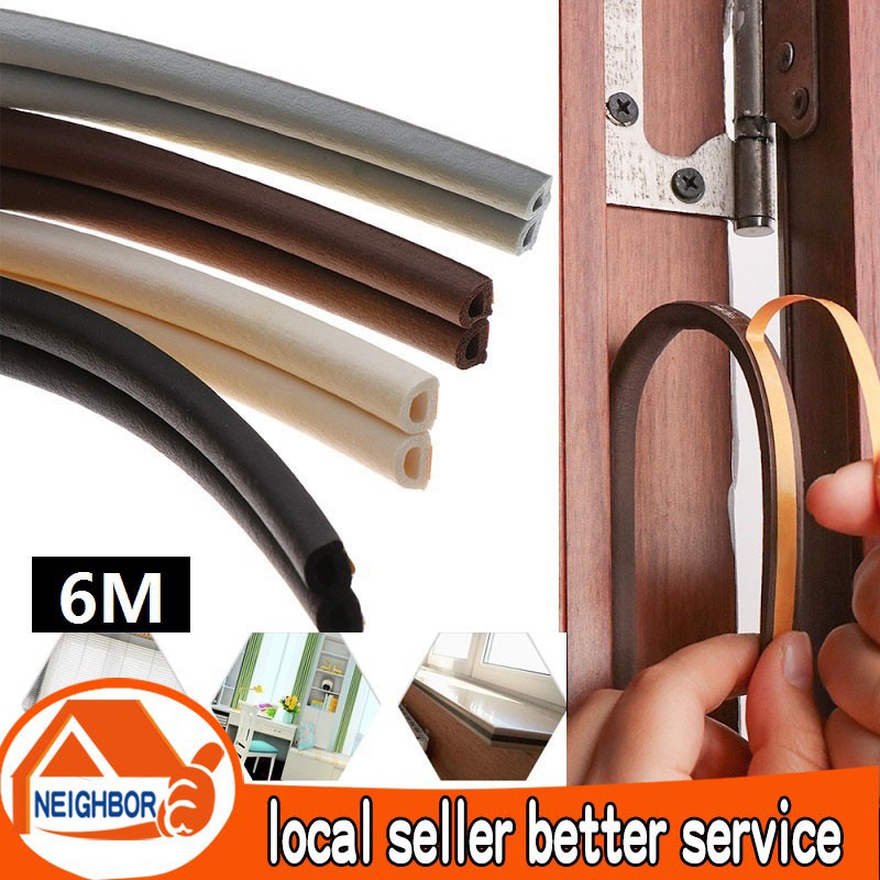 6M（3M*2）Type D Doors Window Soundproof Seal Strip Self-Adhesive Rubber ...