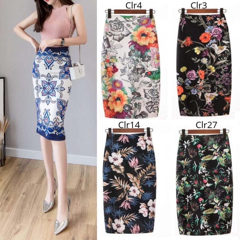 Elastic midi pencil clearance skirt