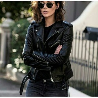 Real leather biker 2025 jacket womens