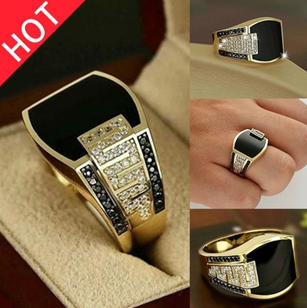 Mens 18k gold on sale ring with diamonds