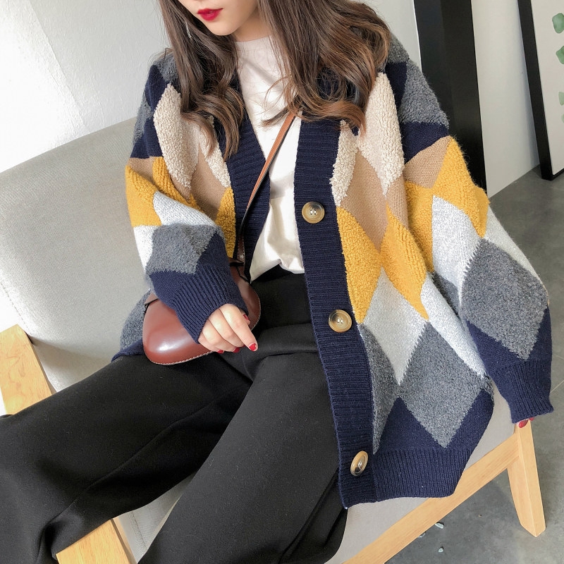 New sweater coat female Korean loose lazy thick wind knit cardigan thickening foreign winter gas