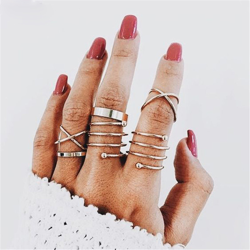 Korean Ring Sets Rings for Women Simple Pop Jewelry Gold Ring