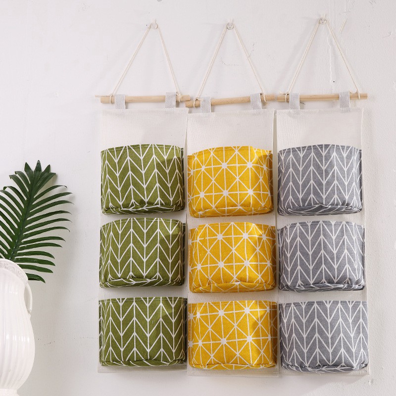 Cute Wall Sundry Cotton Line Hanging Organizer Bag Multi-layer Holder ...
