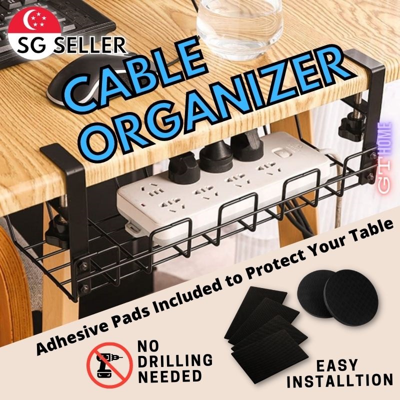 Under Desk Cable Storage Organizer / Cable Tray Basket / No Drill ...