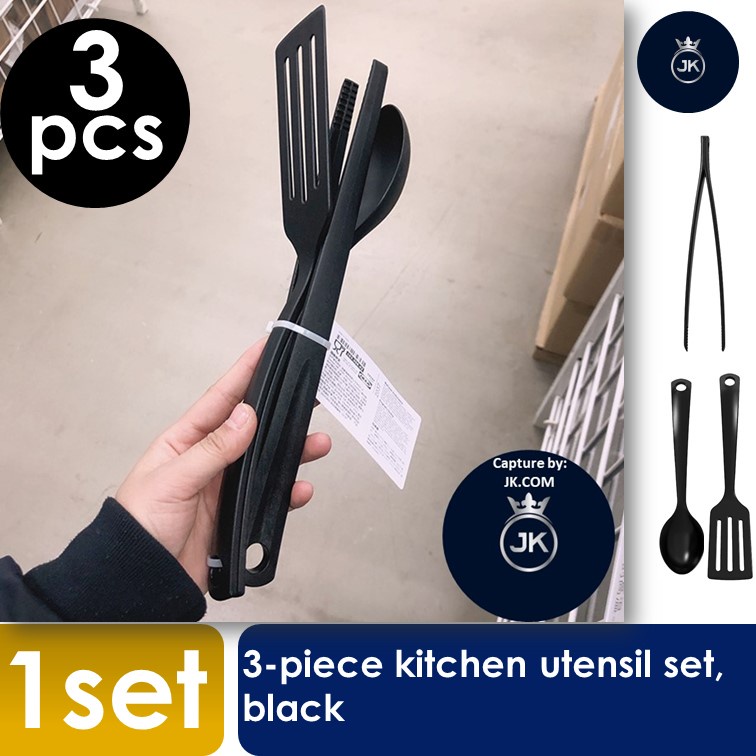 GNARP 3-piece kitchen utensil set, black - IKEA