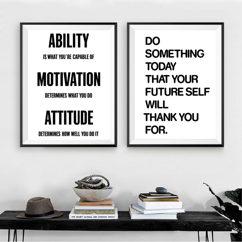 Fitness Motivational Quote Posters Print Minimalist Wall Art Canvas ...