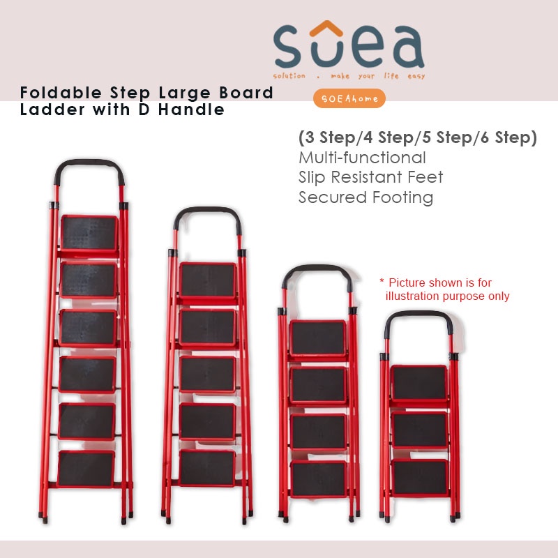 Foldable Step Large Board Ladder with D Handle (3 Step/4 Step) | Shopee ...