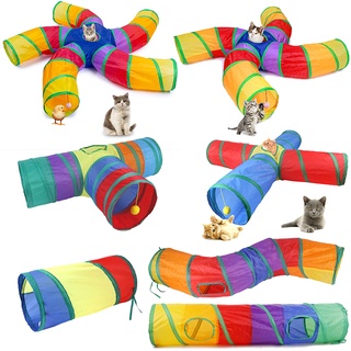 Cat Tunnel Felt Mat Toy Collapsible Cats Tube Toys Cave Nest DIY  Combination Play Tunnels Pet Interactive Toy for Kitten Rabbits