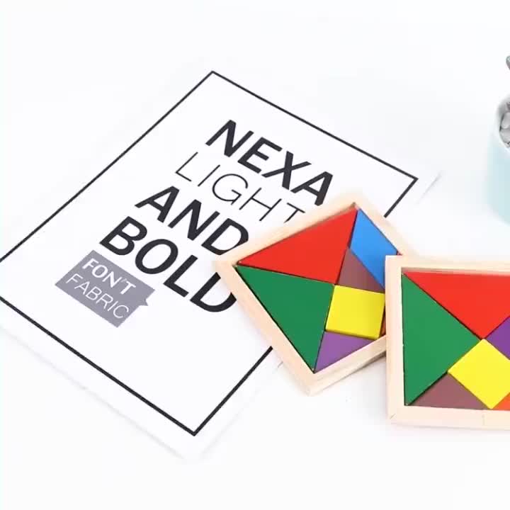 Wooden Tangram Shapes Puzzle Toys with Pattern Cards for Kids and ...