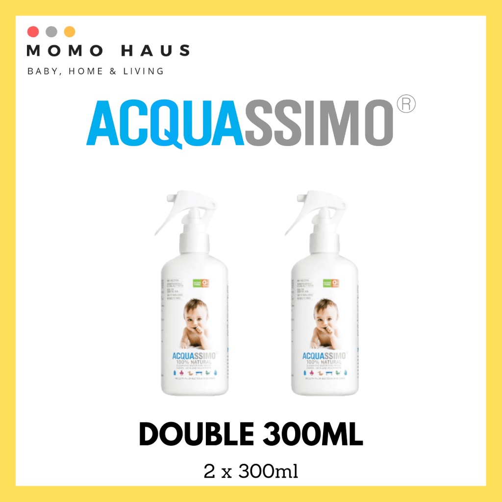 [Acquassimo] [Double 300ml] 100 Natural, Alcoholfree sanitiser for baby and kids(expire Jul