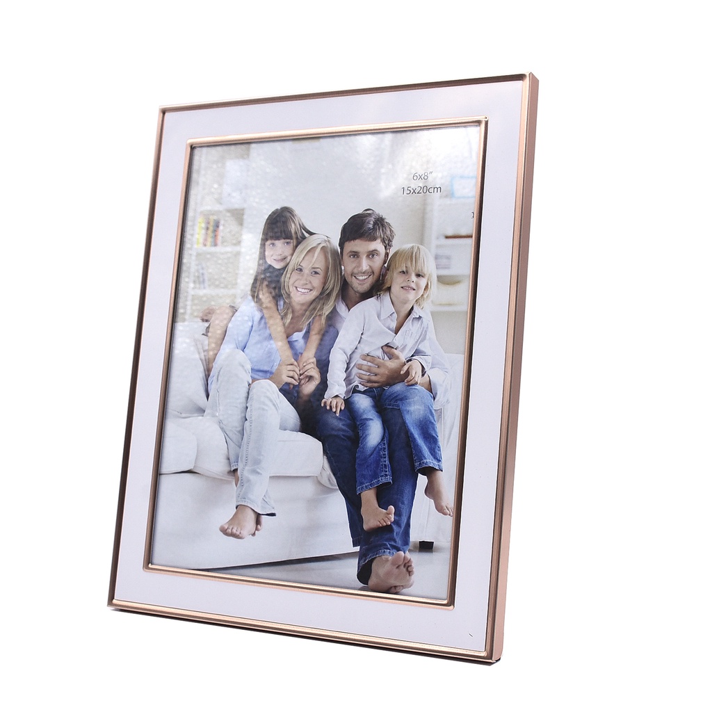 Brushed White & Gold Lining Aluminium Frame Photo Frame 4R8R
