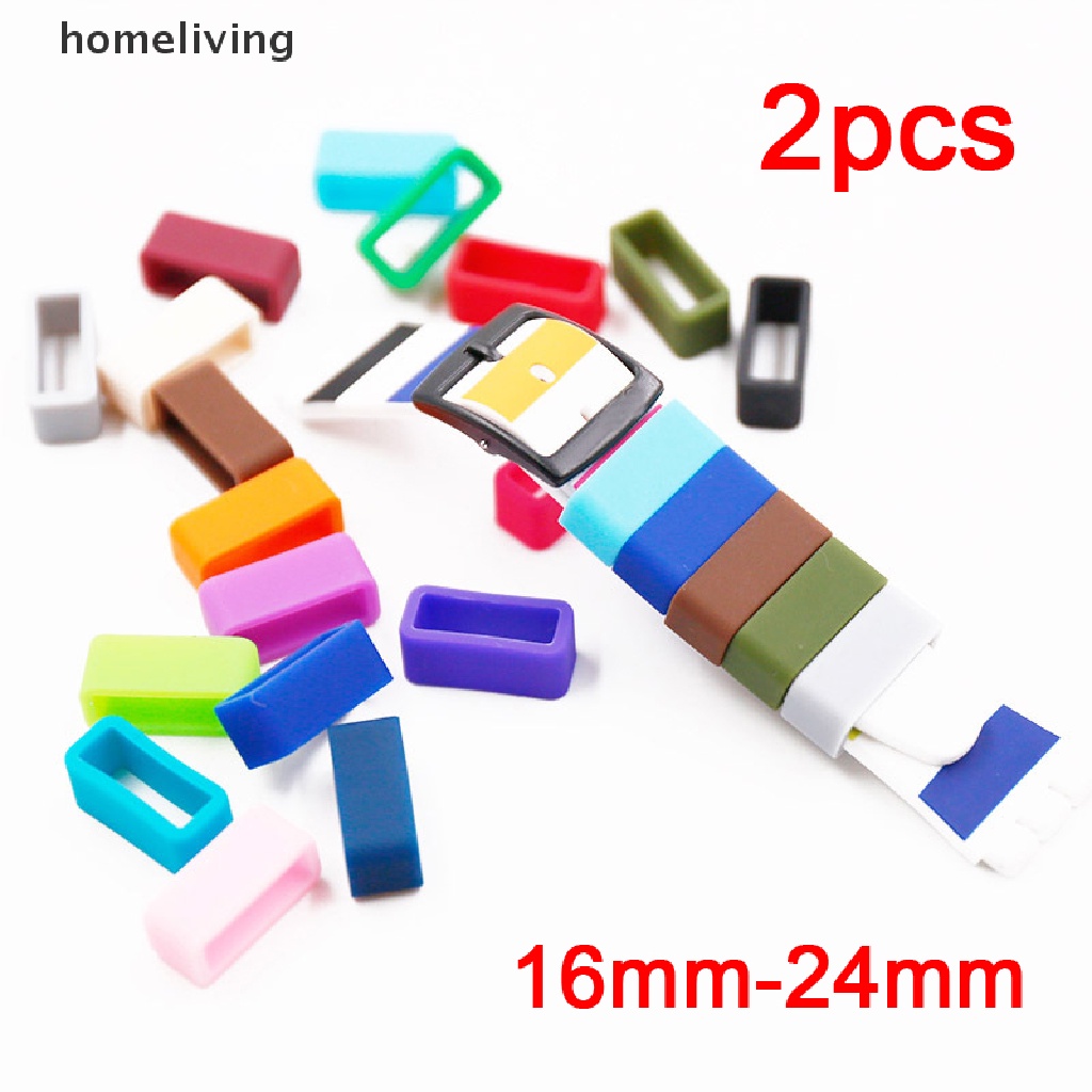 Homeliving 2pcs Colorful Silicone Rubber Watch Strap Band Keeper