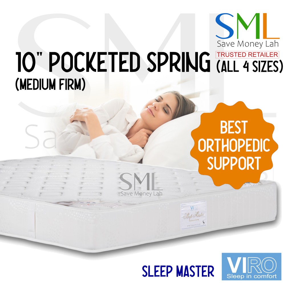 10 inches Individual Pocketed Spring Mattress - Medium Firm - Viro ...
