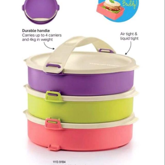 Tupperware Round Click To Go (3tiers) 880ml | Shopee Singapore