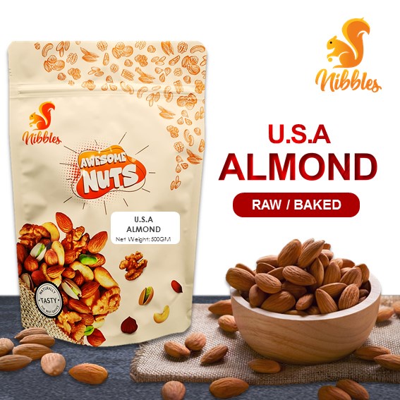 [CLEARANCE SALE] USA Raw/Baked Almonds 1kg (500g x 2 pack) Shopee