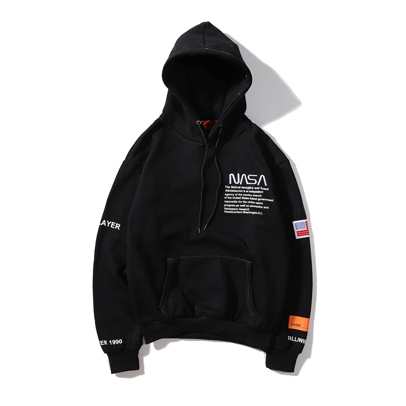 HERON PRESTON x nasa joint white loose men and women hoodies