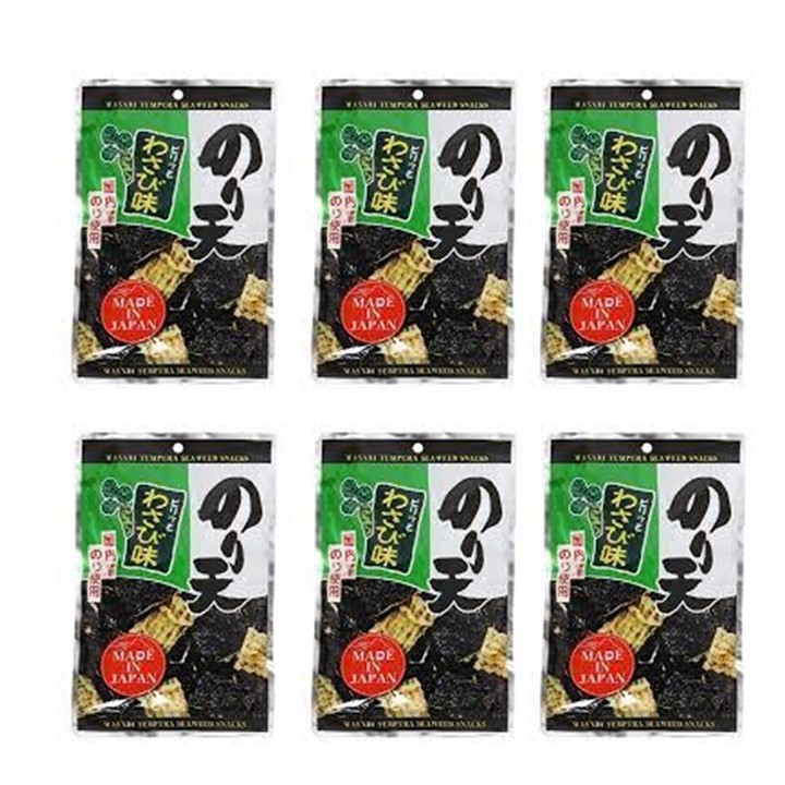 6 x Noriten Tempura Seaweed Crunchy Snacks (Red Chilli / Wasabi) Imported from Japan. Best