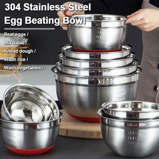 5Pcs/Set Stainless Steel Mixing Bowls With Lids Kitchen Food Storage Egg  Beater Salad Bowl With Non-slip Colorful Bottom