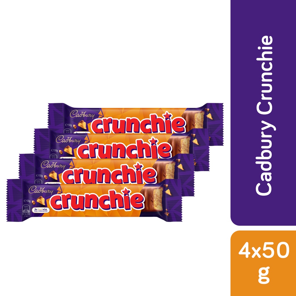 [bundle Of 4] Cadbury Dairy Chocolate Crunchie 50g Classic Creamy Taste Everyday Snack