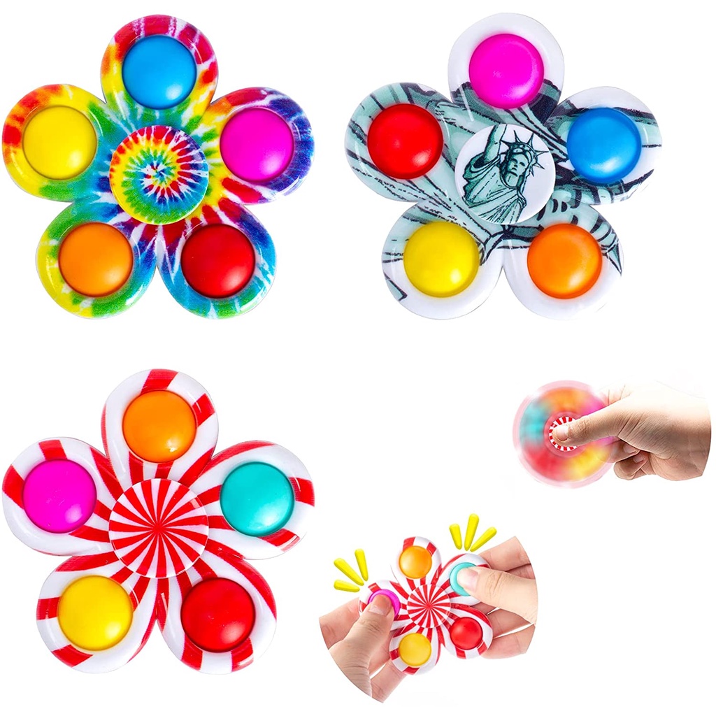 Pop Fidget Spinners Pop It Tie Dye Simple Dimple Fidget Toys Push ...