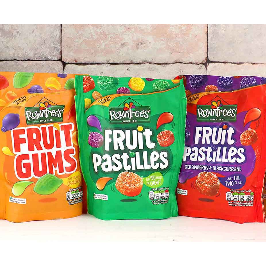 Rowntrees Gums Candy Pouch (143g) Fruit Gums / Fruit Pastilles Mix