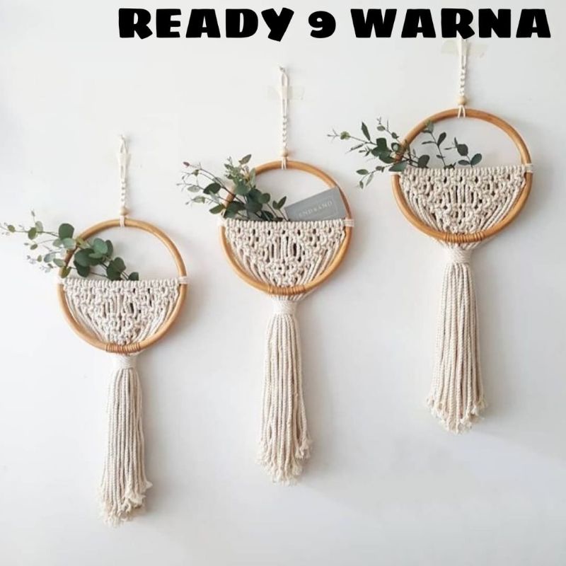 HIASAN DINDING Rattan Macrame Wall Decoration, Macrame Wall Decoration