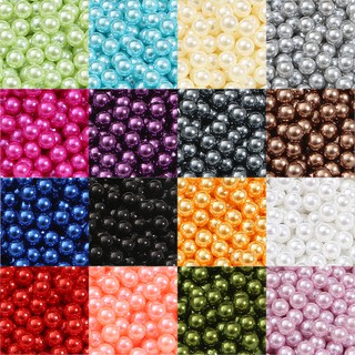 4 6 8 10mm Colorful Glass Beads Imitation Pearl Beads Loose Spacer