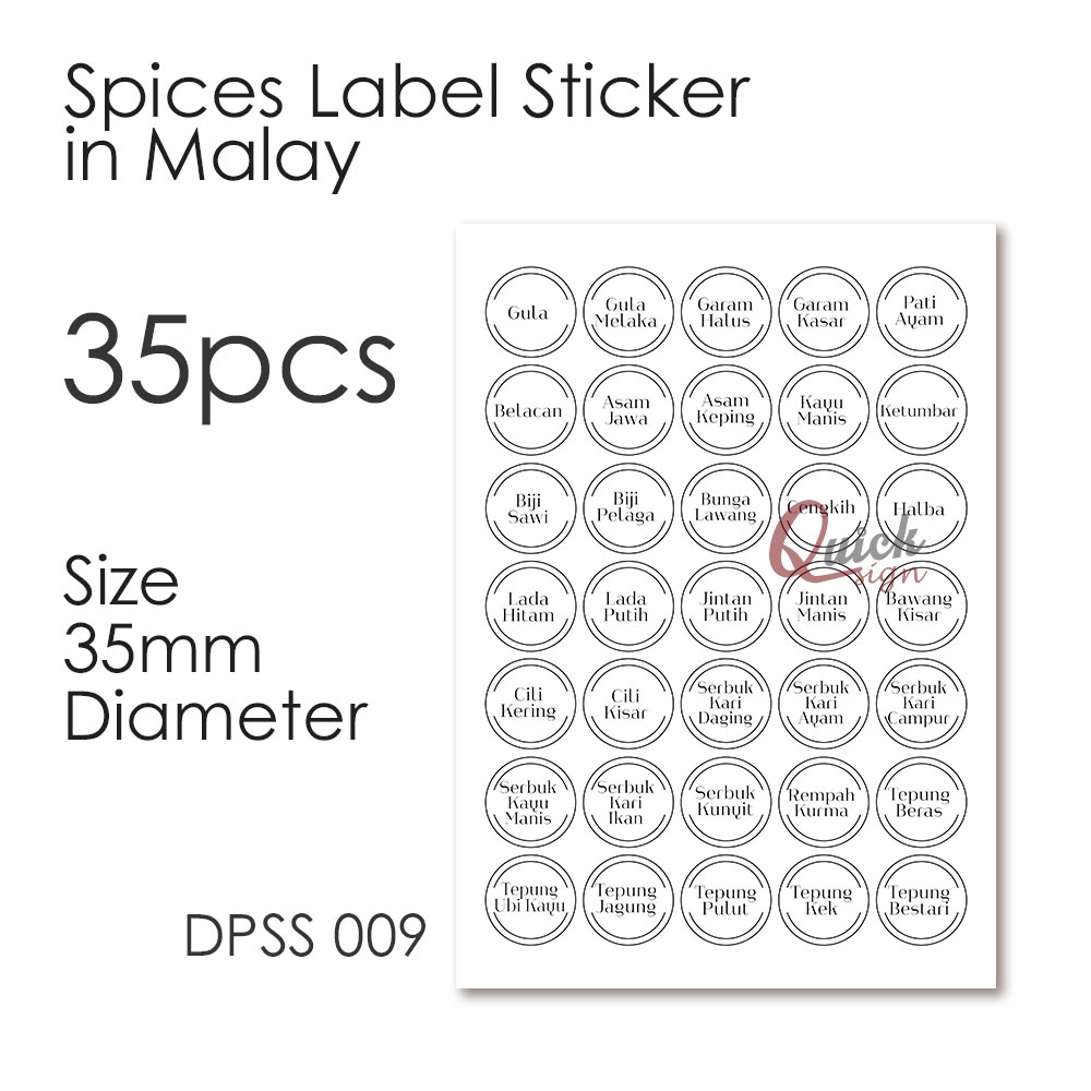 [QuicksignTM] Kitchen Sticker | 35 Types of Spices & Ingredient Label ...