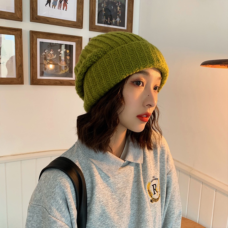 Cuoff hats Winter Christmas Deer Horn Knitted Wool Hat Women Autumn Winter  Korean Versatile Japanese Cute Warm Hat Fashion White One size 80%