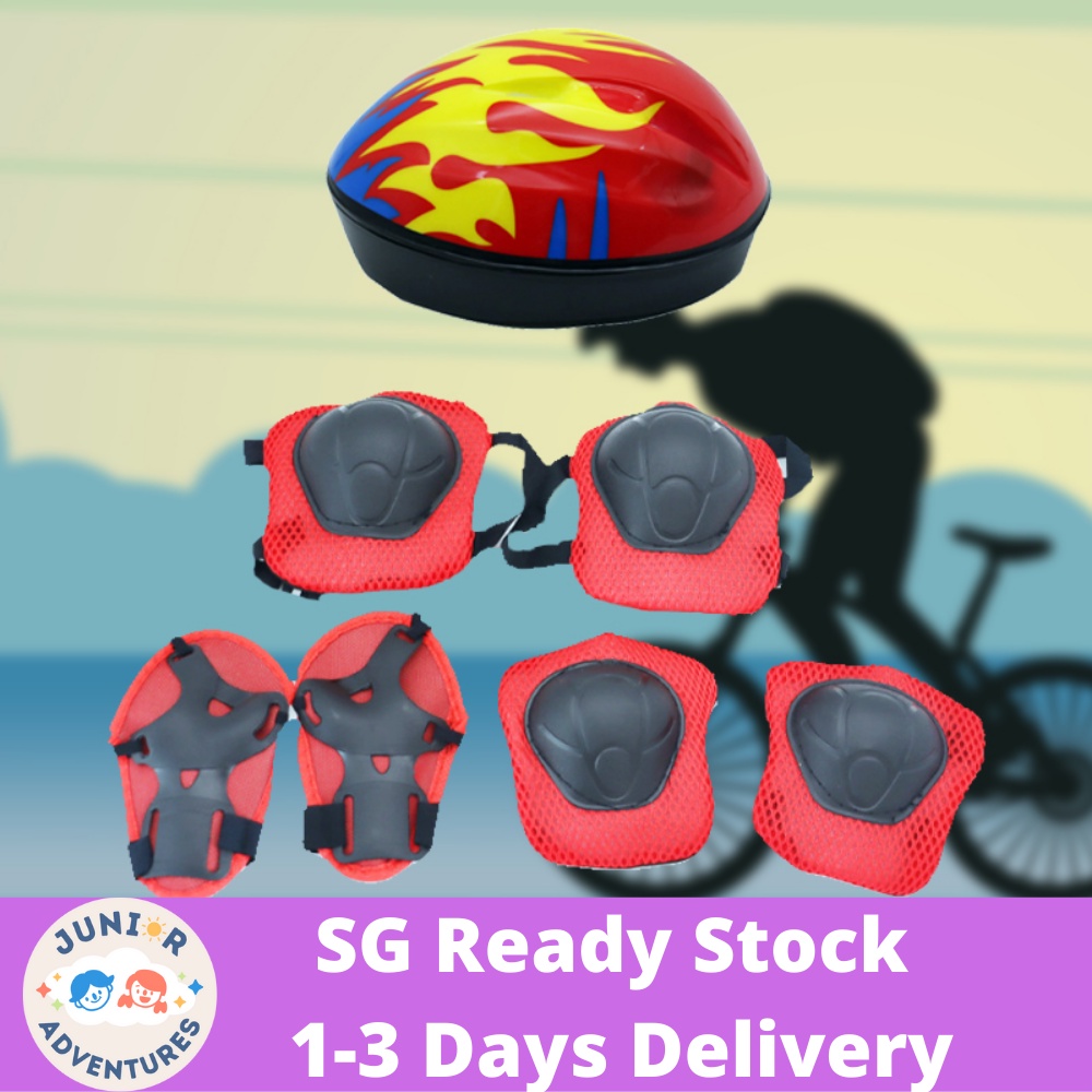 Basic Safety Kids Helmet and Elbow and Knee Guard for Bike Trike and Scooter | Shopee Singapore