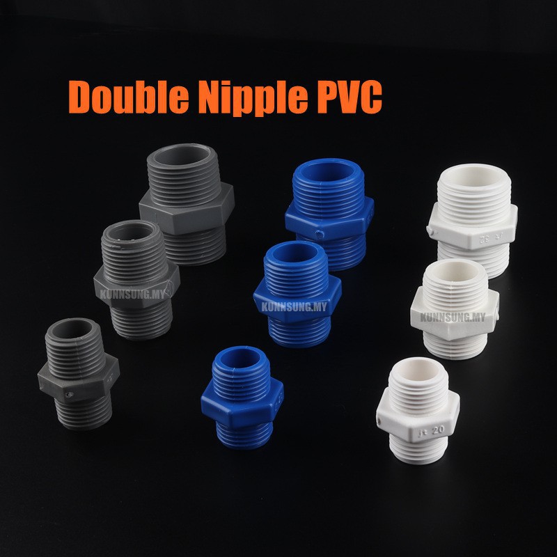 5pcs Double Nipple Male 1/2,3/4,1Inch PVC Straight Connectors PVC Pipe Fittings Male Thread PVC