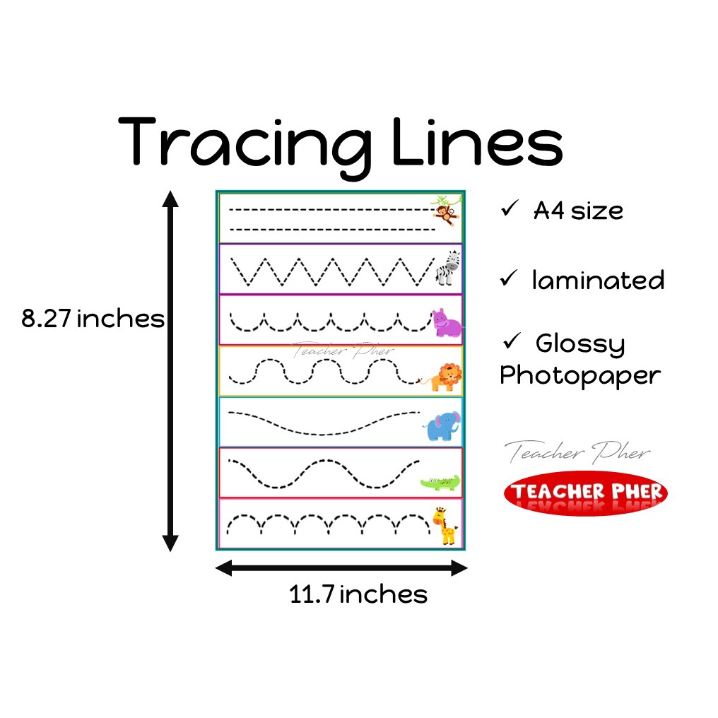 Tracing LINES LAMINATED Tracing Lines for kids(teacher pher) Shopee
