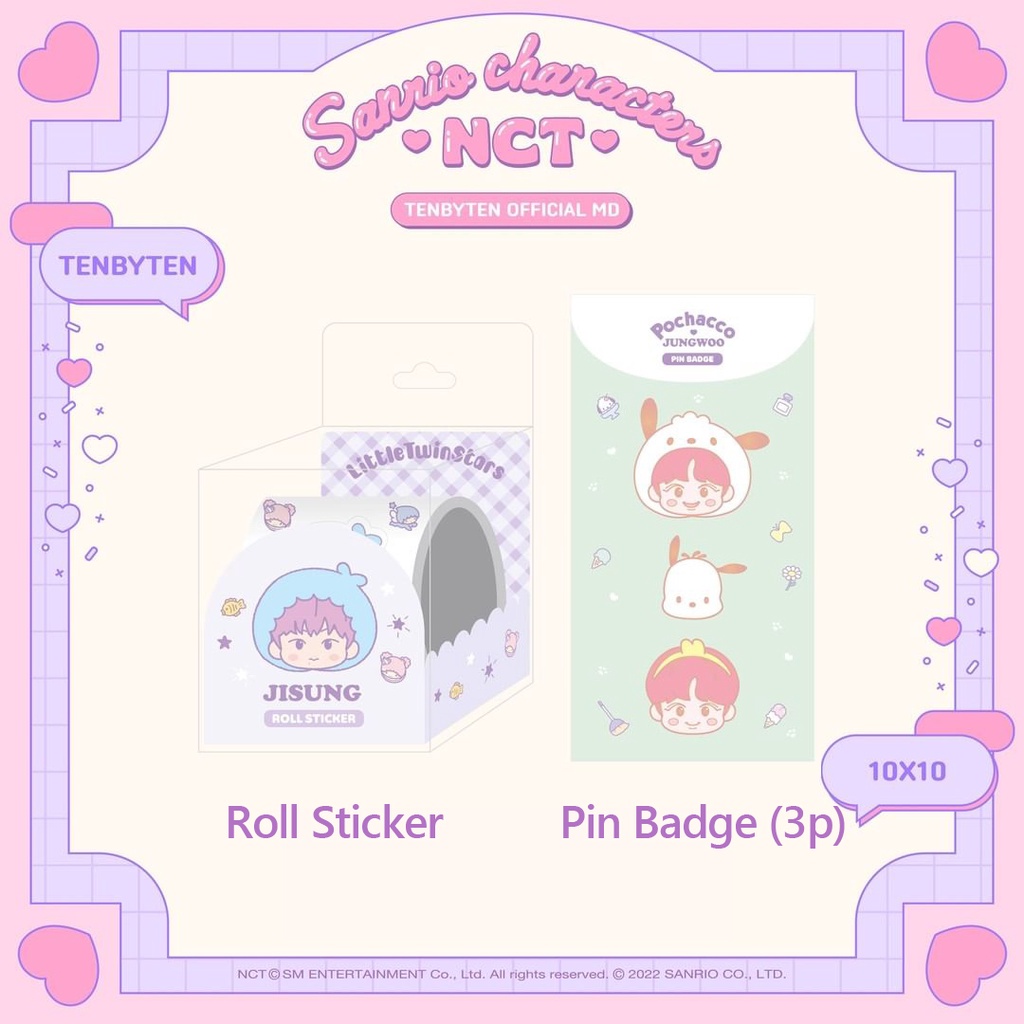 [NCT x SANRIO] Onhands / Roll Sticker / Pin Badge, TEN by TEN OFFICIAL ...