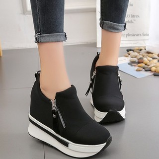 Elegant Zip Woman Wedges Shoes Sneaker Shoes Korean Platforms